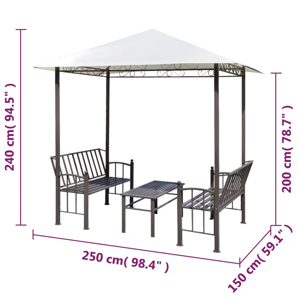 havepavillon med bord og bænk 2,5x1,5x2,4 m