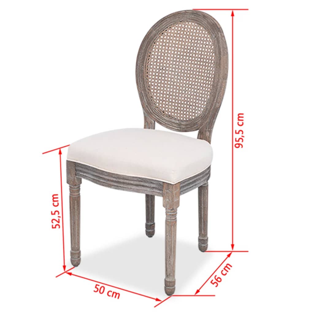spisebordsstole 2 stk. stof cremefarvet
