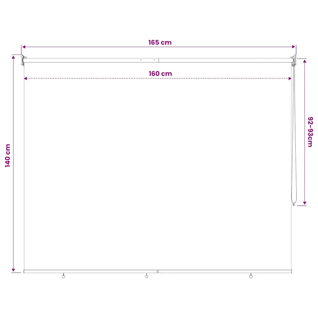 udendørs rullegardin 165 (B) x 140 (H) cm beige