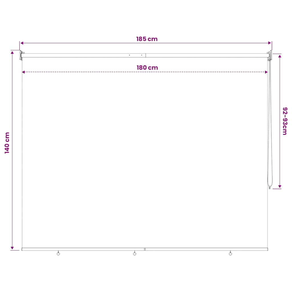 udendørs rullegardin 185 (B) x 140 (H) cm beige