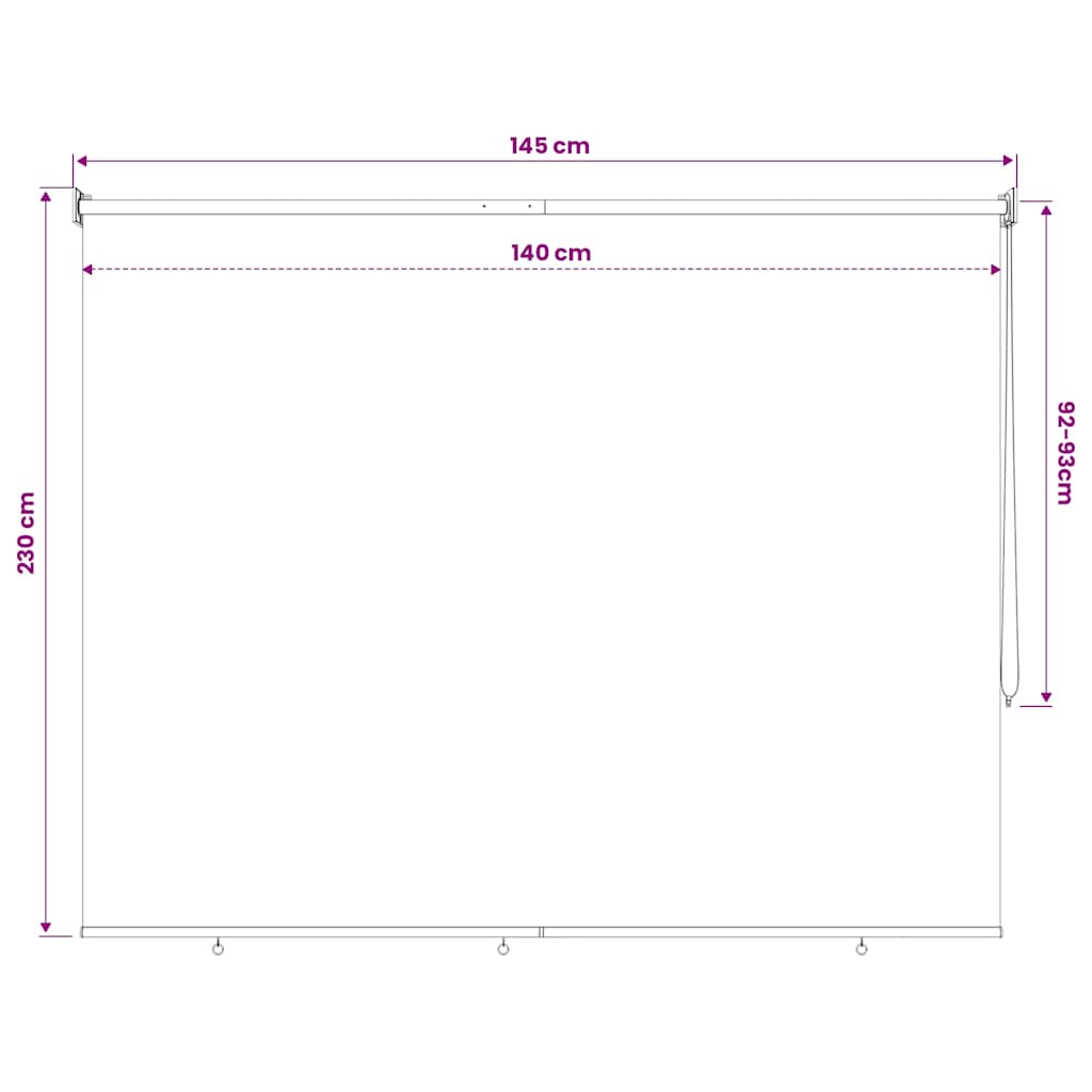 udendørs rullegardin 145 (B) x 230 (H) cm beige