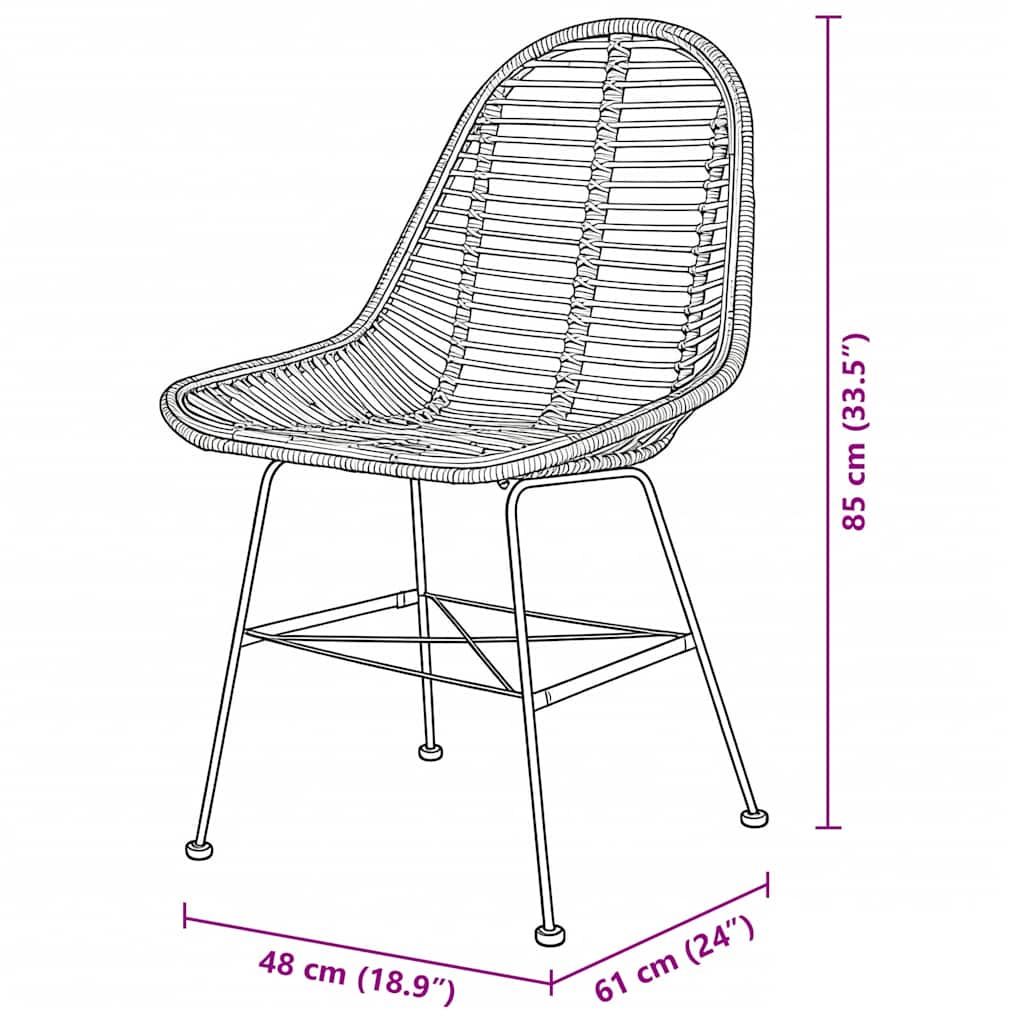 spisebordsstole 4 stk. naturligt rattan
