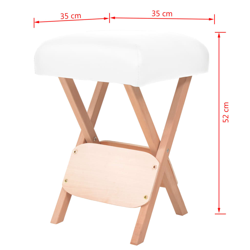 foldbar massageskammel 12 cm tykt sæde hvid