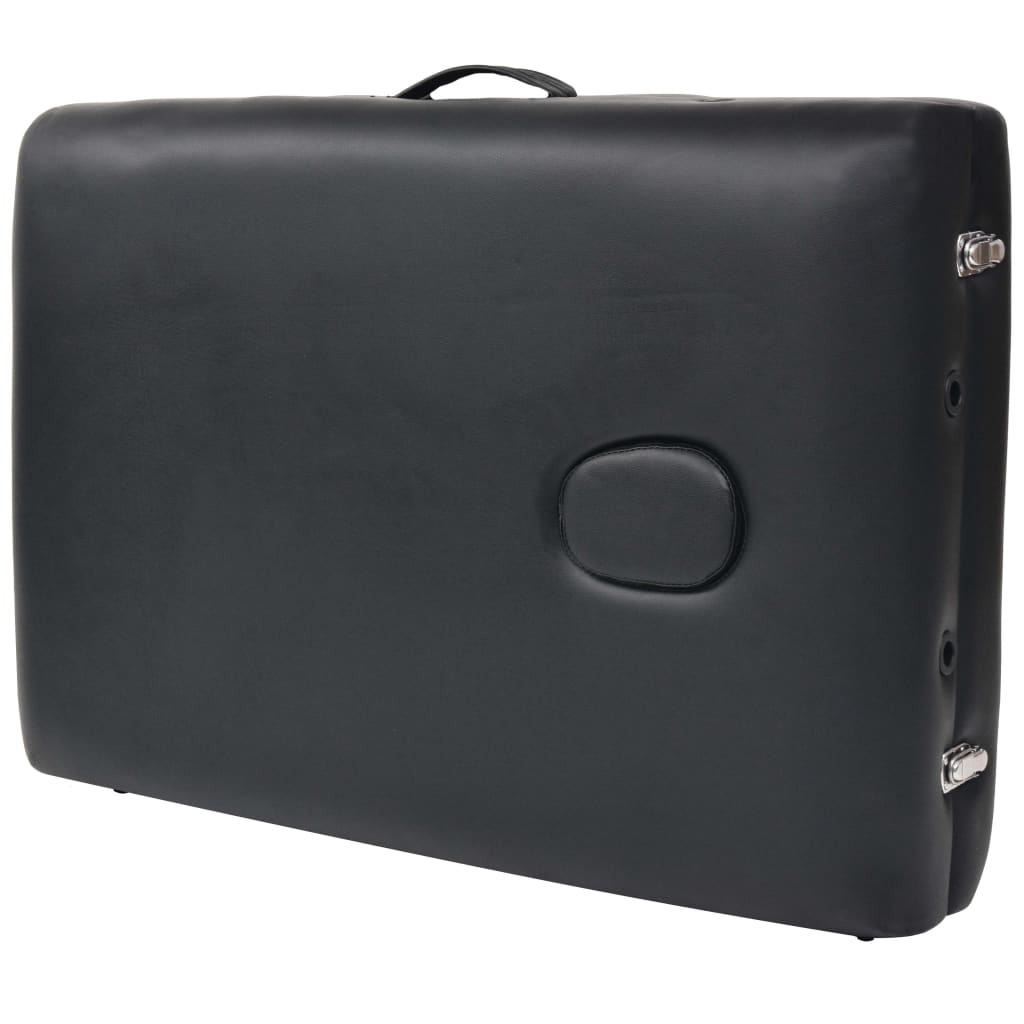 foldbart massagebord med skammel 3 zoner 10 cm tyk sort