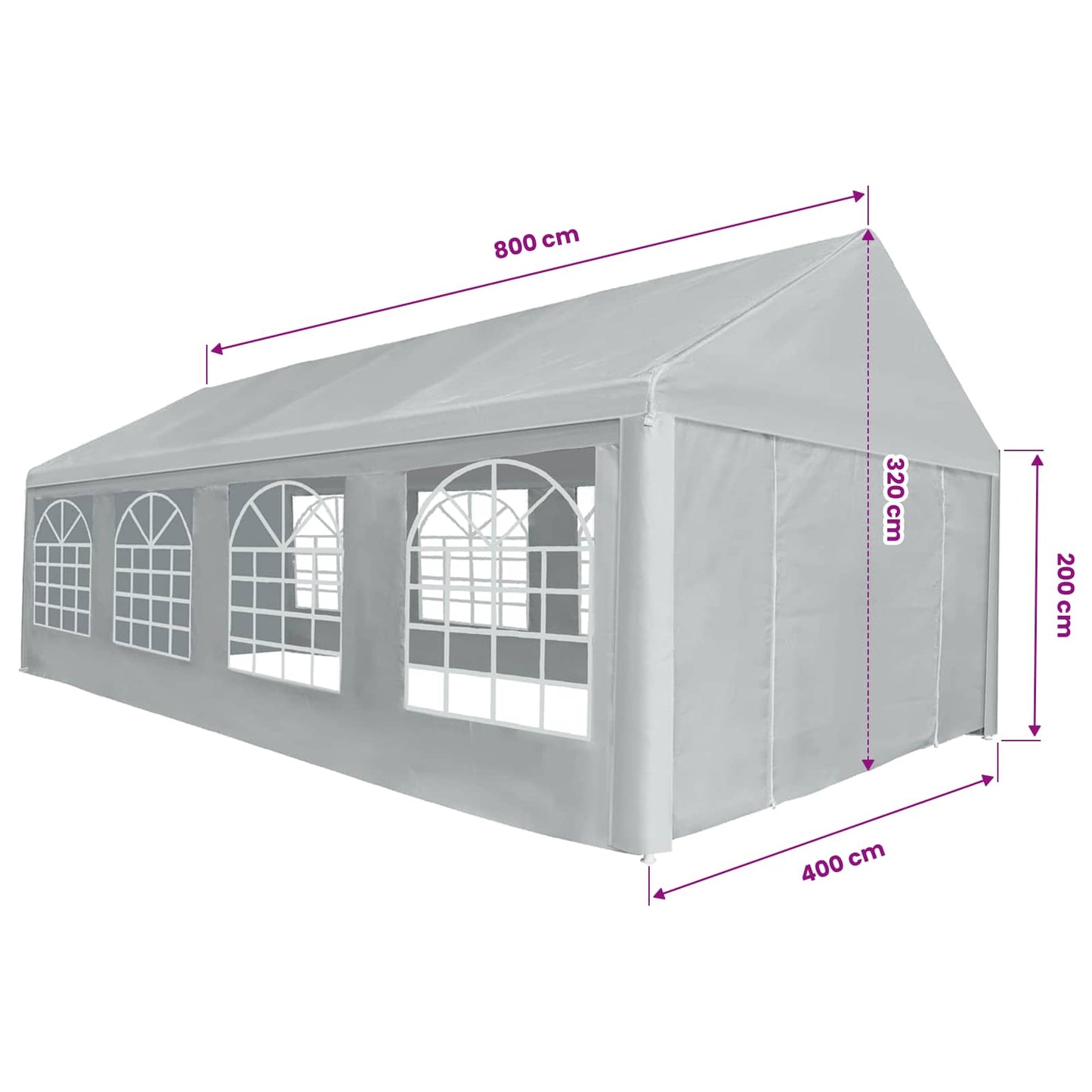 Teltstof uden ramme Grå 8 x 4 m PE
