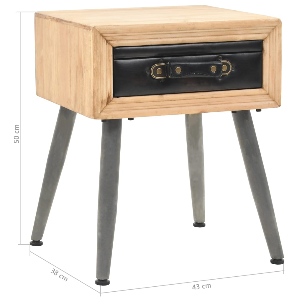 sengebord massivt grantræ 43 x 38 x 50 cm