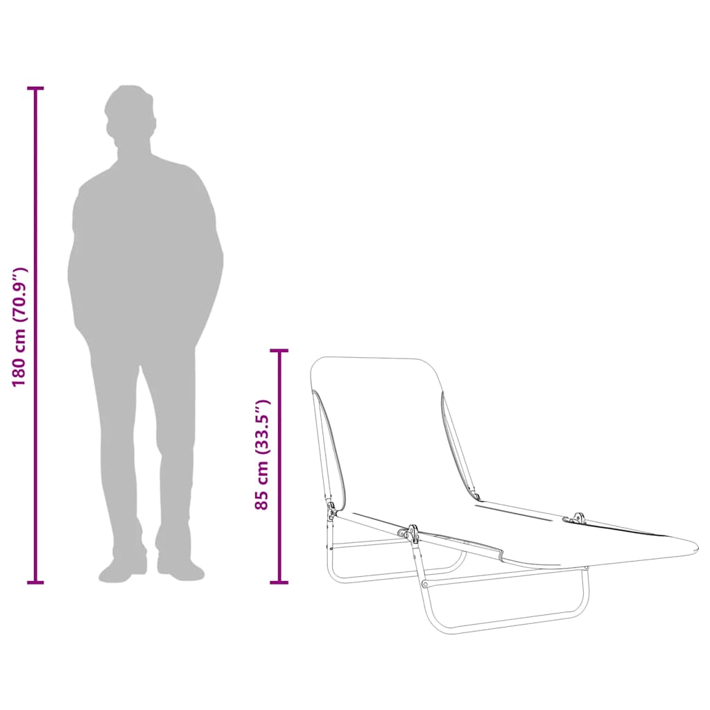 foldbare liggestole 2 stk. stål og stof blå
