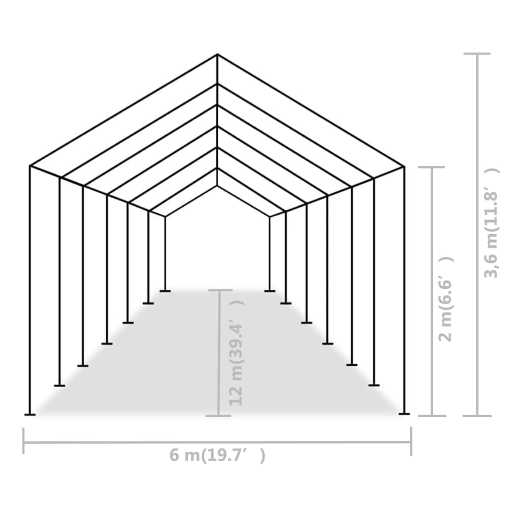 festtelt PE 6x12 m grå