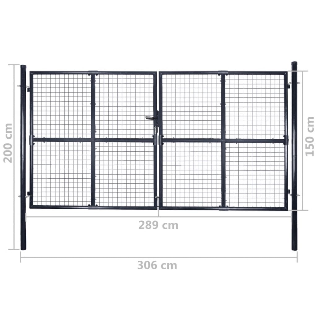 havelåge i net galvaniseret stål 300x150 cm grå