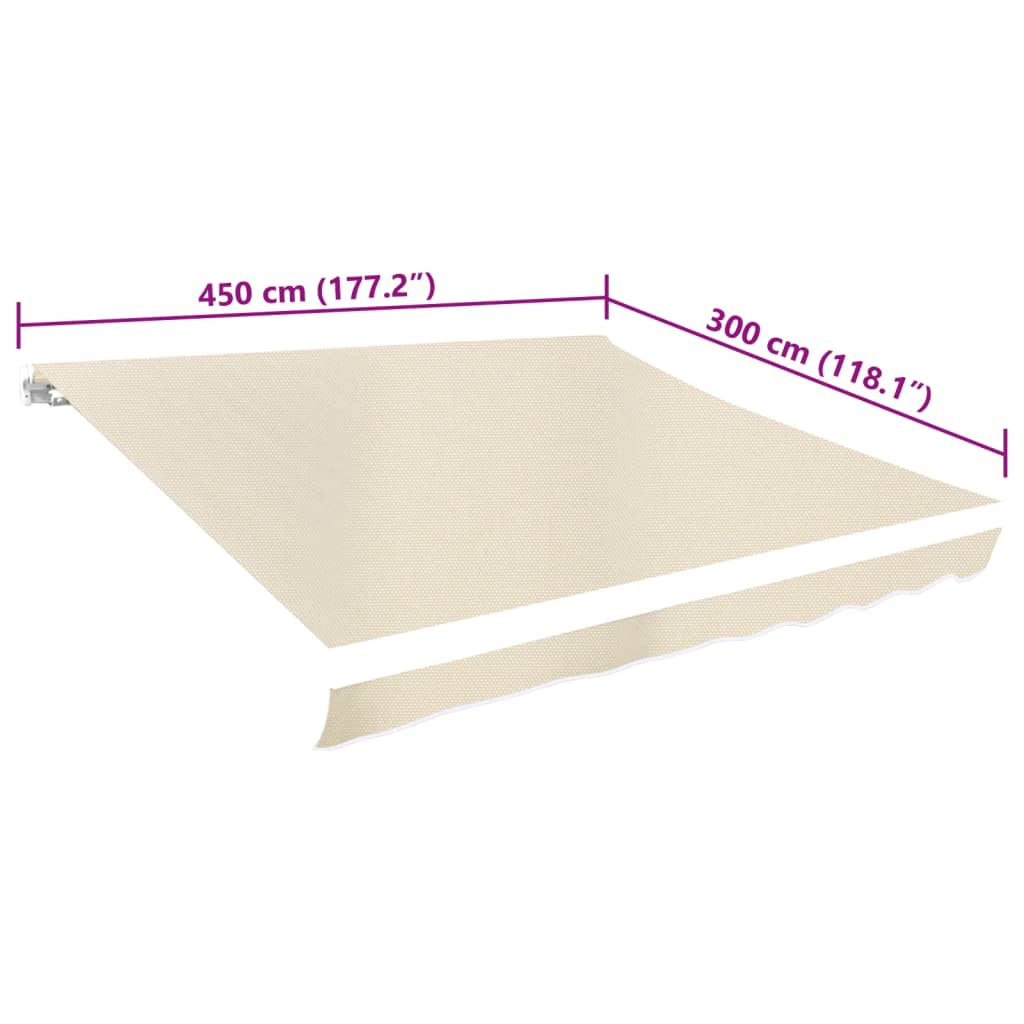 udskiftningsdug til markise 4,5x3 m polyester cremefarvet