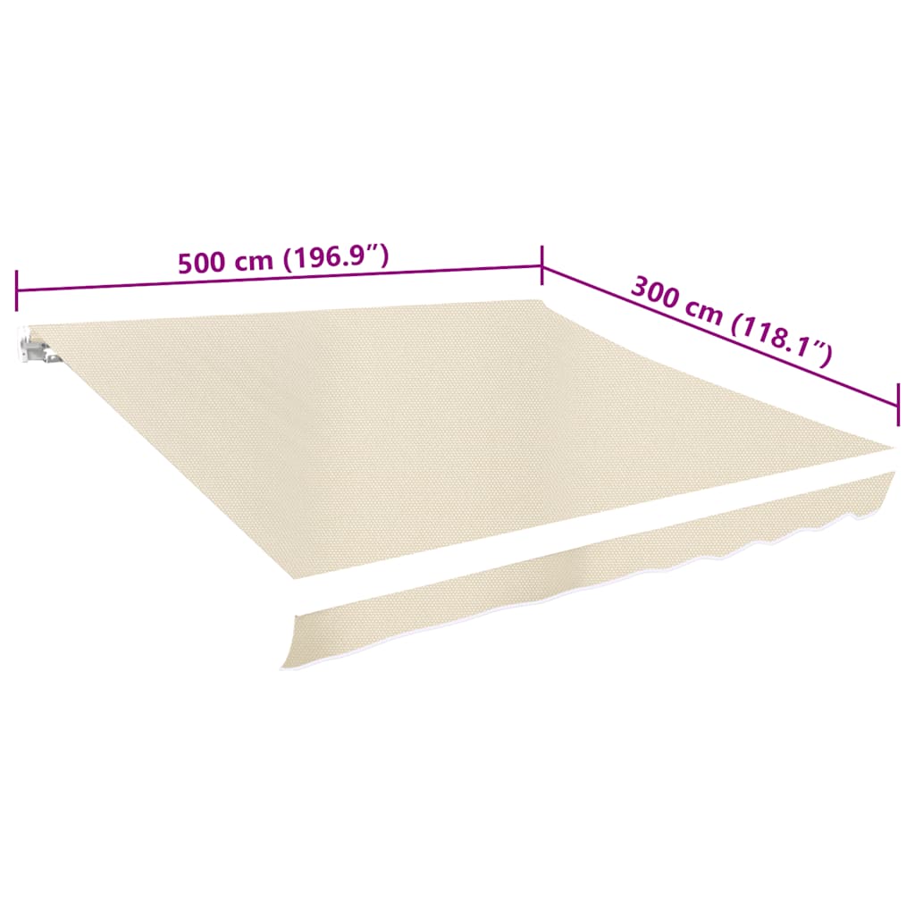 udskiftningsdug til markise 5x3 m polyester cremefarvet