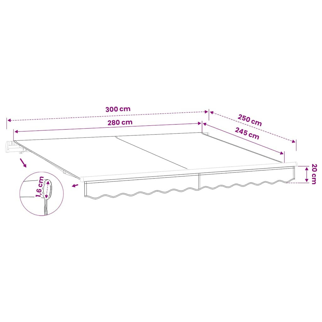 udskiftningsdug til markise 300x250 cm polyester grå