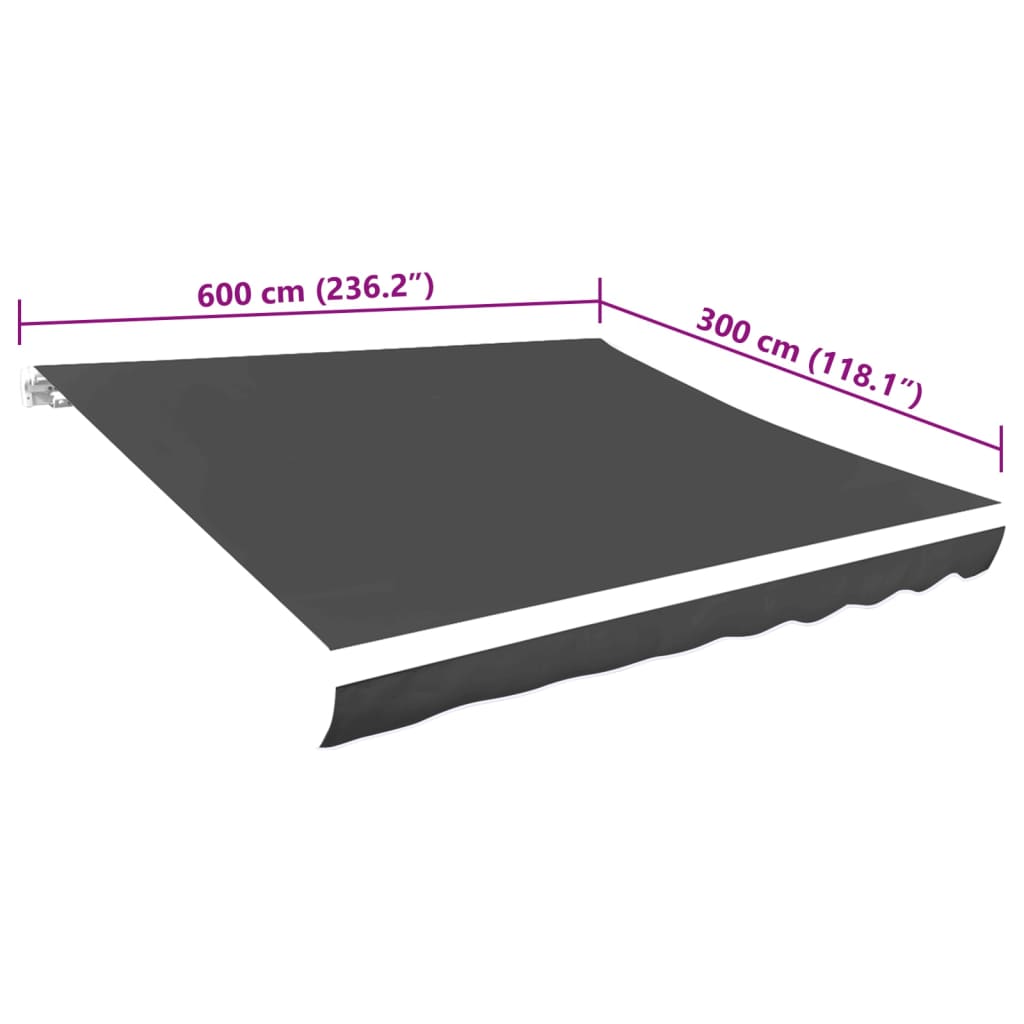 udskiftningsdug til markise 6x3 m polyester grå