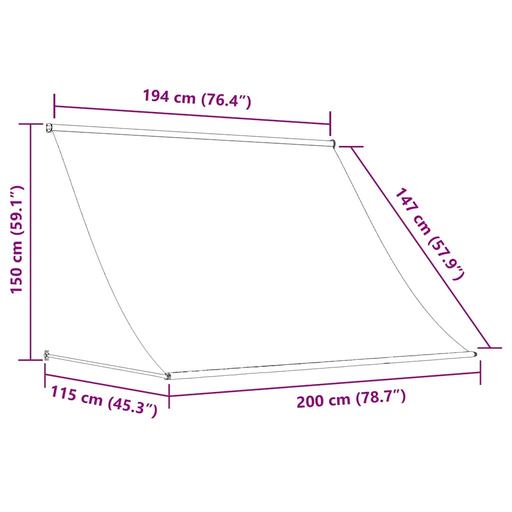 foldemarkise 200 x 150 cm cremefarvet