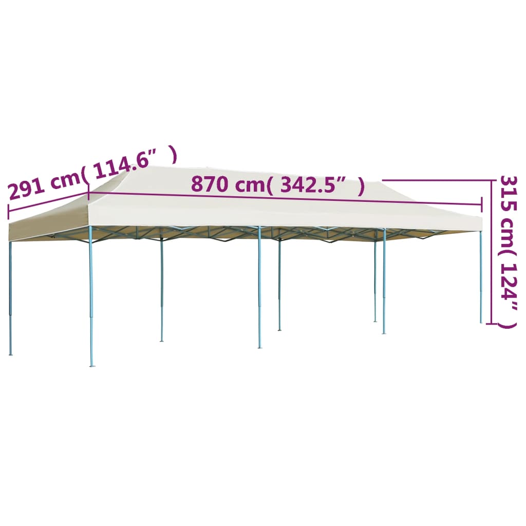 foldbart pop op-festtelt 3x9 m cremefarvet