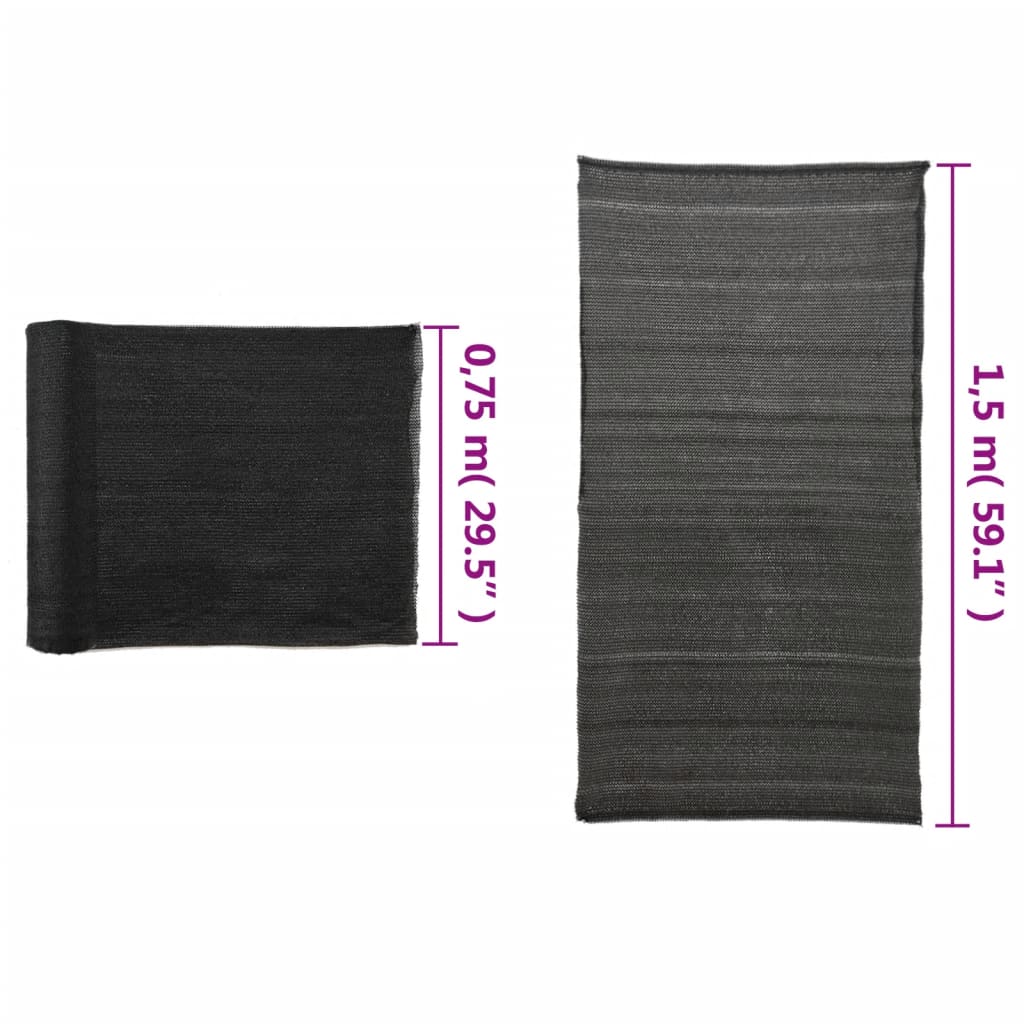 trådnetsskærm HDPE 1,5 x 25 m sort