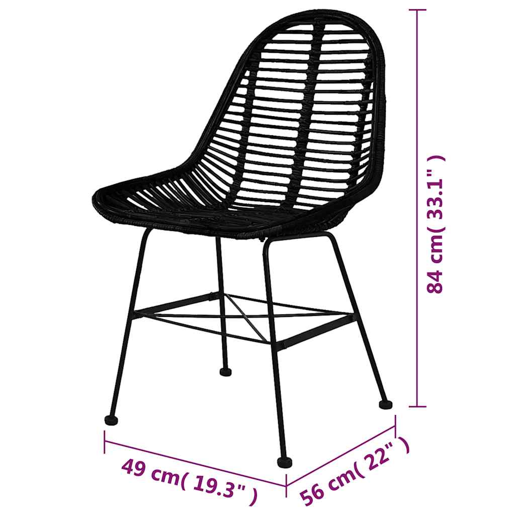 spisebordsstole 6 stk. naturligt rattan sort