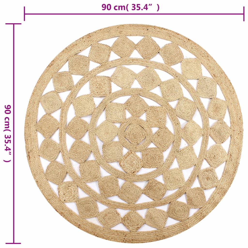 håndlavet tæppe flettet jute 90 cm