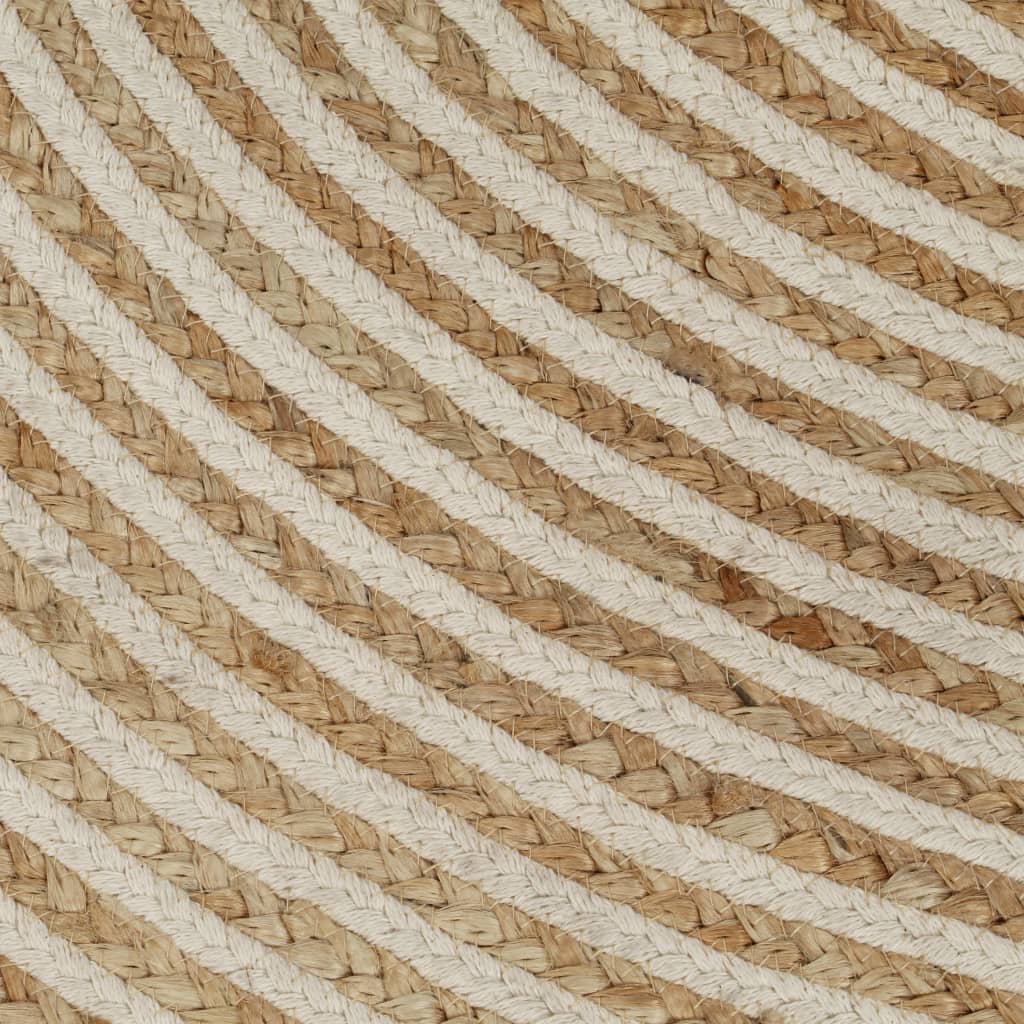 håndlavet jutetæppe med spiraldesign 90 cm hvid
