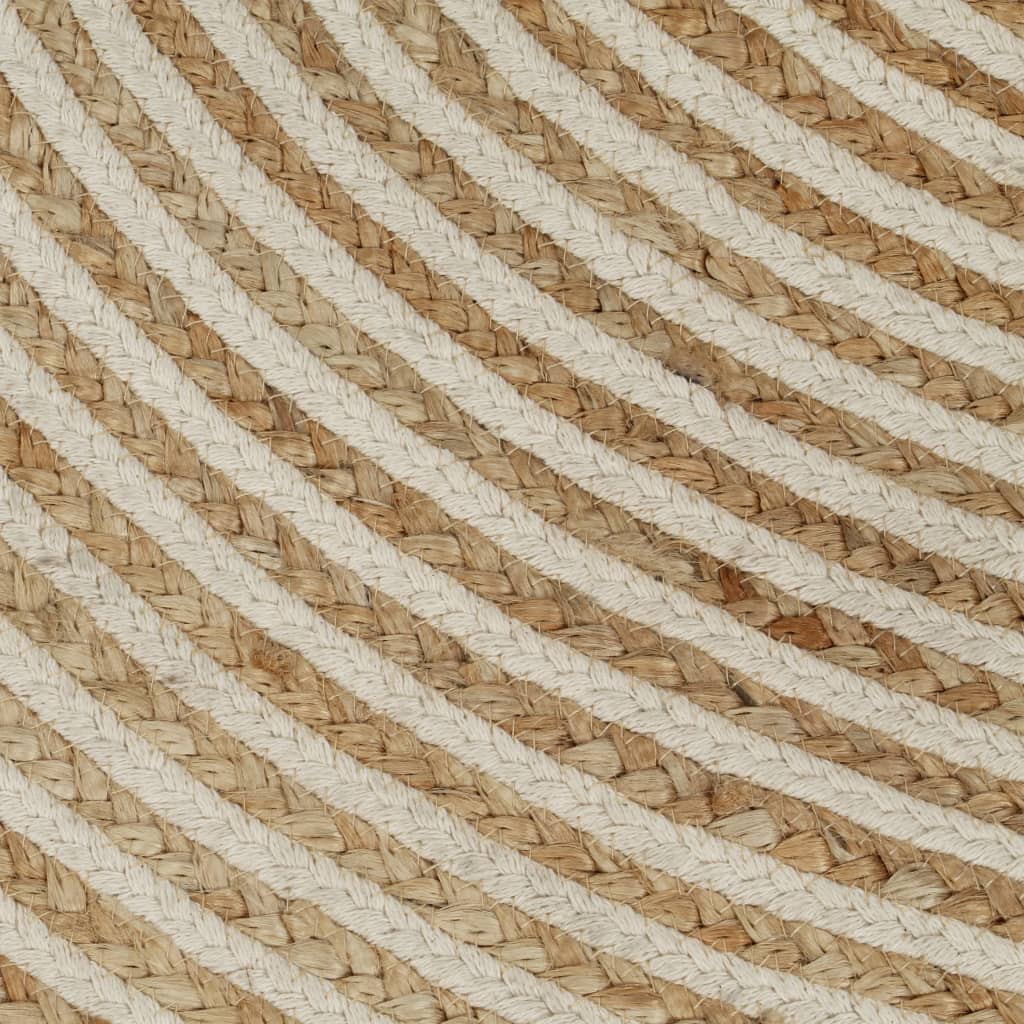 håndlavet jutetæppe med spiraldesign 120 cm hvid