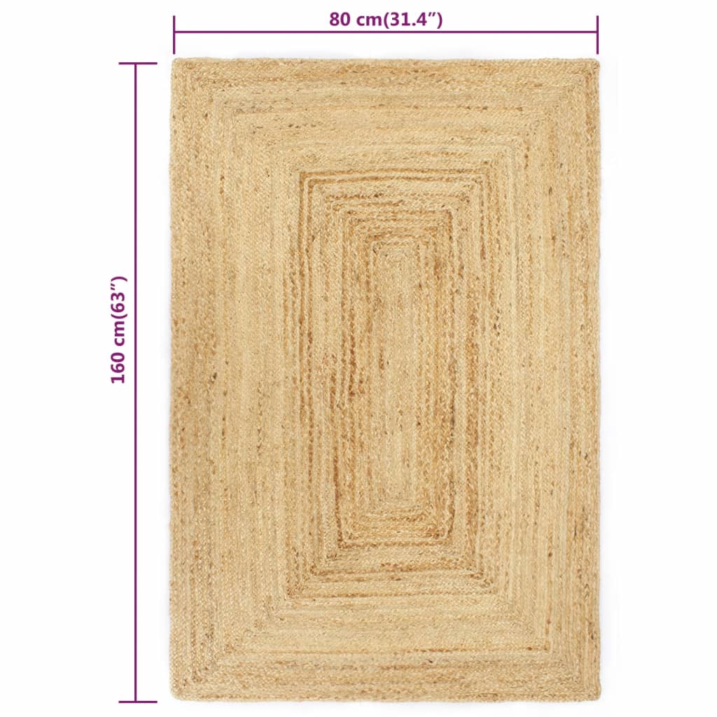 håndlavet tæppe jute 80 x 160 cm naturfarvet