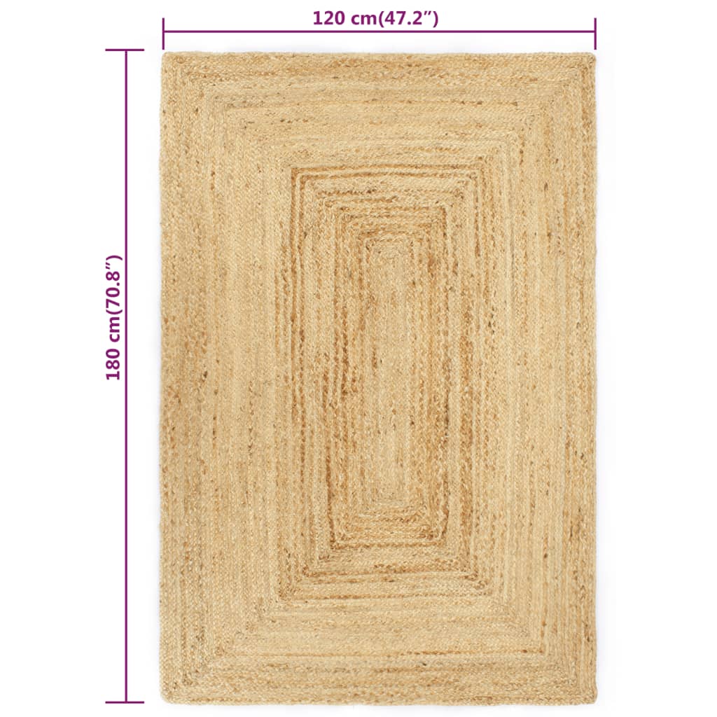 håndlavet tæppe jute 120 x 180 cm naturfarvet