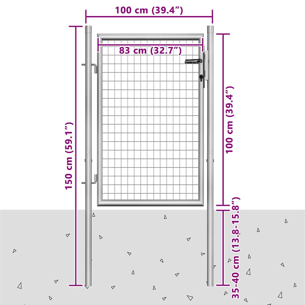 havelåge galvaniseret stål 100x100 cm sølv