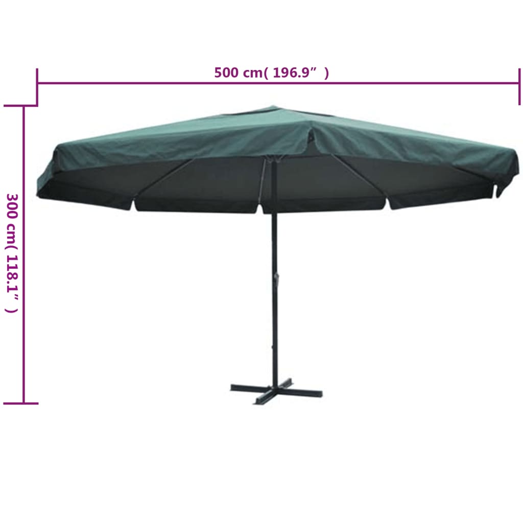 parasol 500 cm aluminium grøn