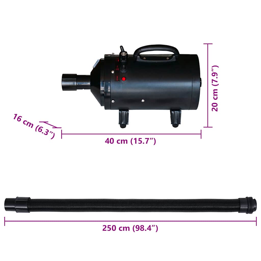 blower til hund 3 dyser 2400 W sort