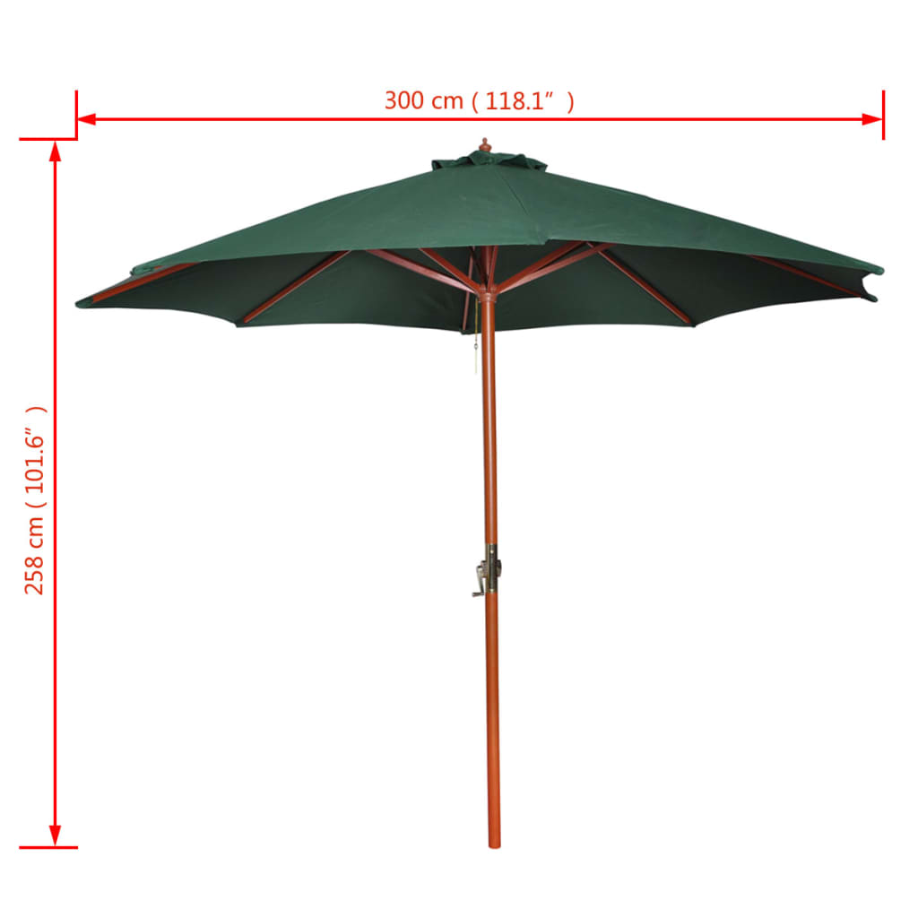 parasol 258 cm grøn
