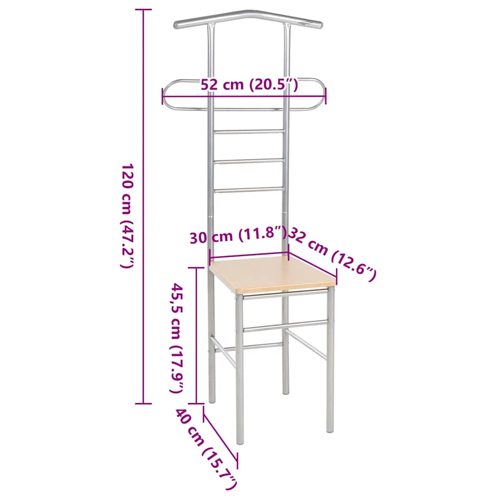 stumtjener med stol 2 stk. metal