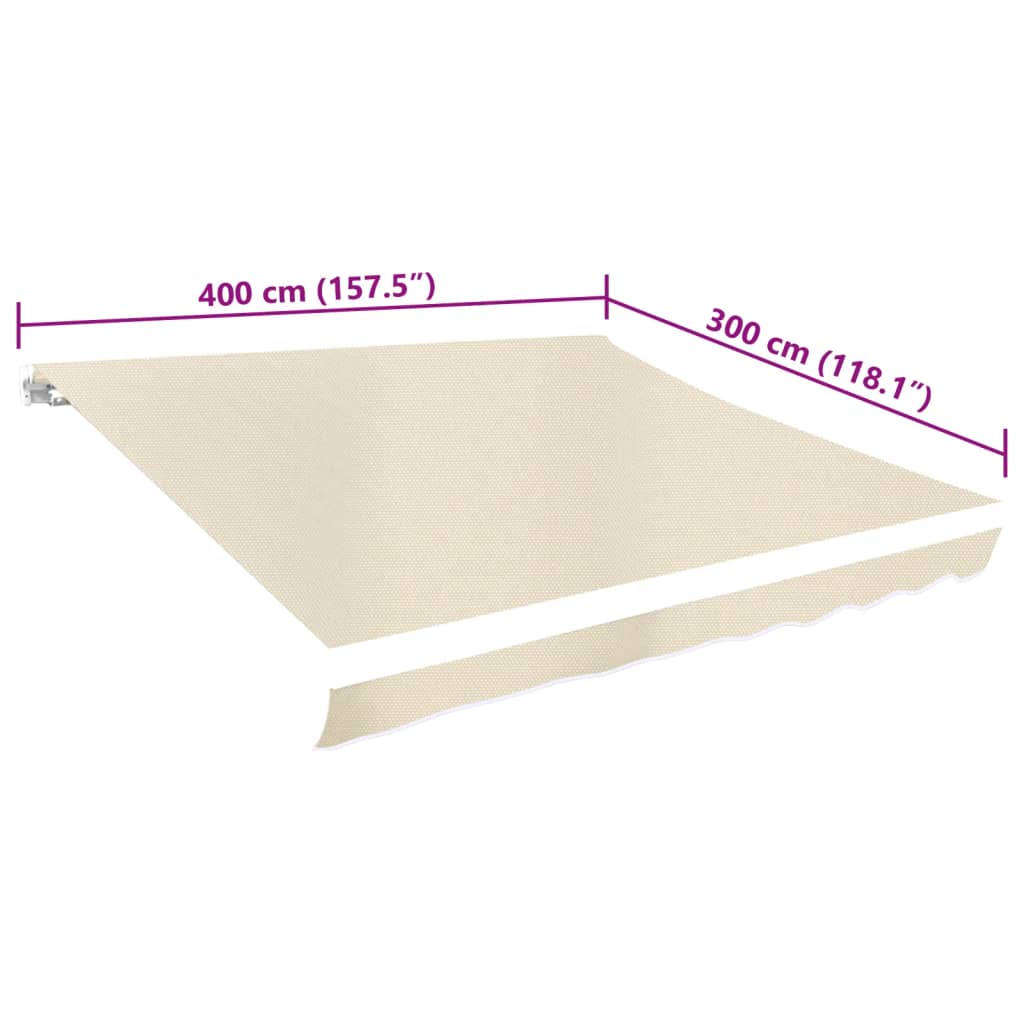 udskiftningsdug til markise 4x3 m polyester cremefarvet