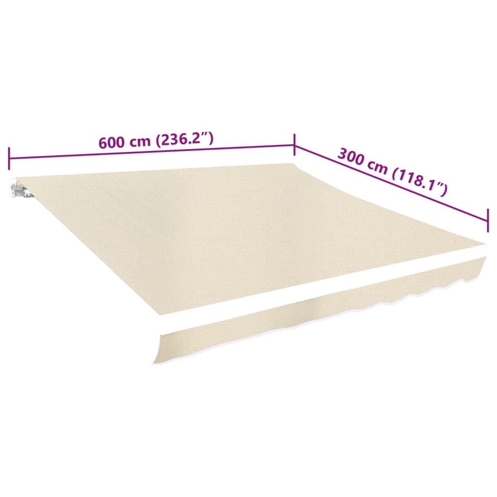 udskiftningsdug til markise 6x3 m polyester cremefarvet