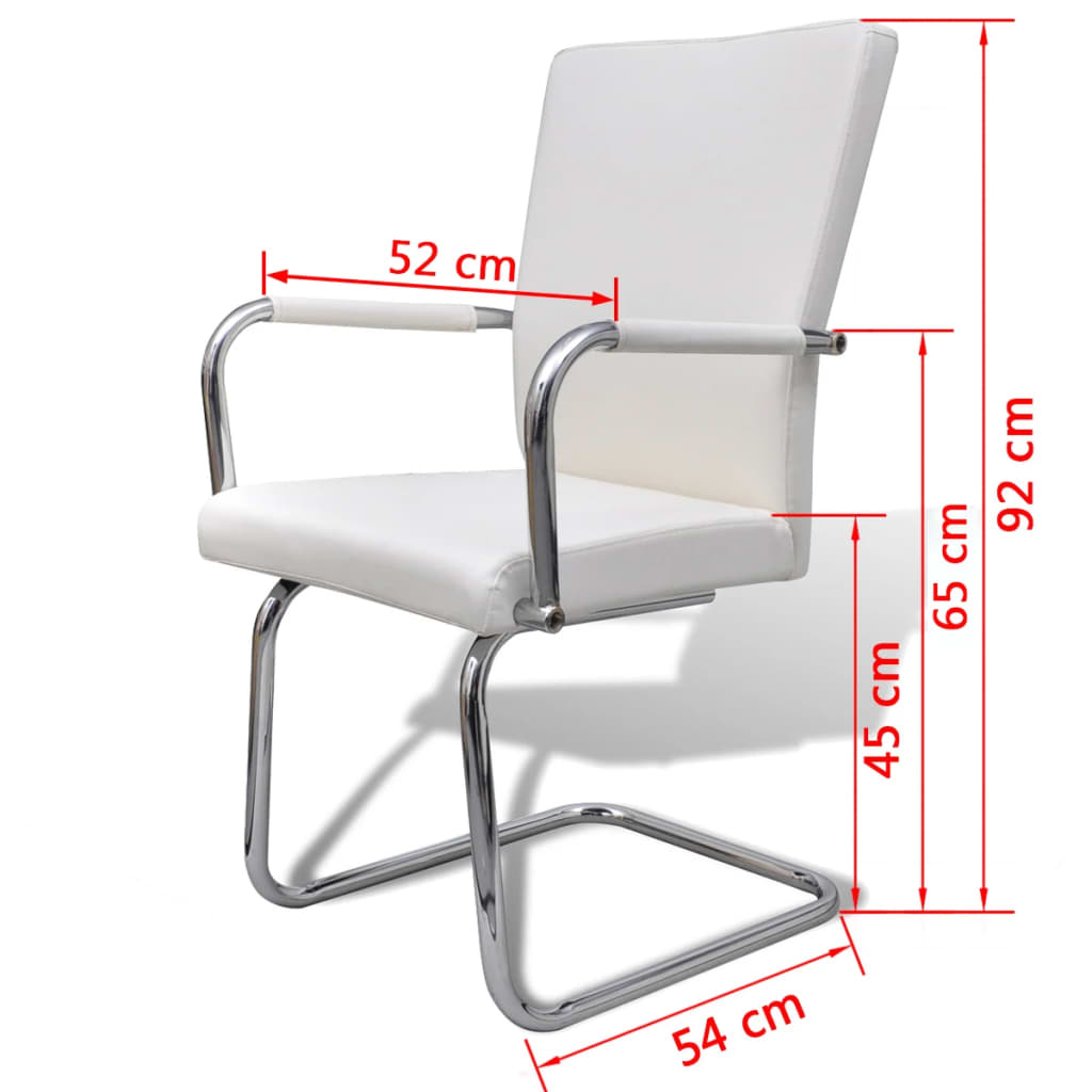 spisebordsstole med cantilever 6 stk. stof hvid