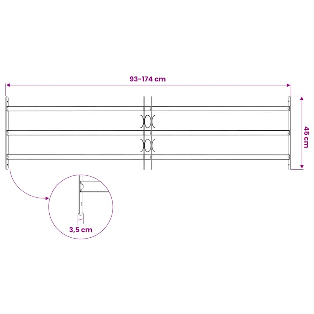 Vinduesgitter 1000-1500 mm Galvaniseret stål Sølv
