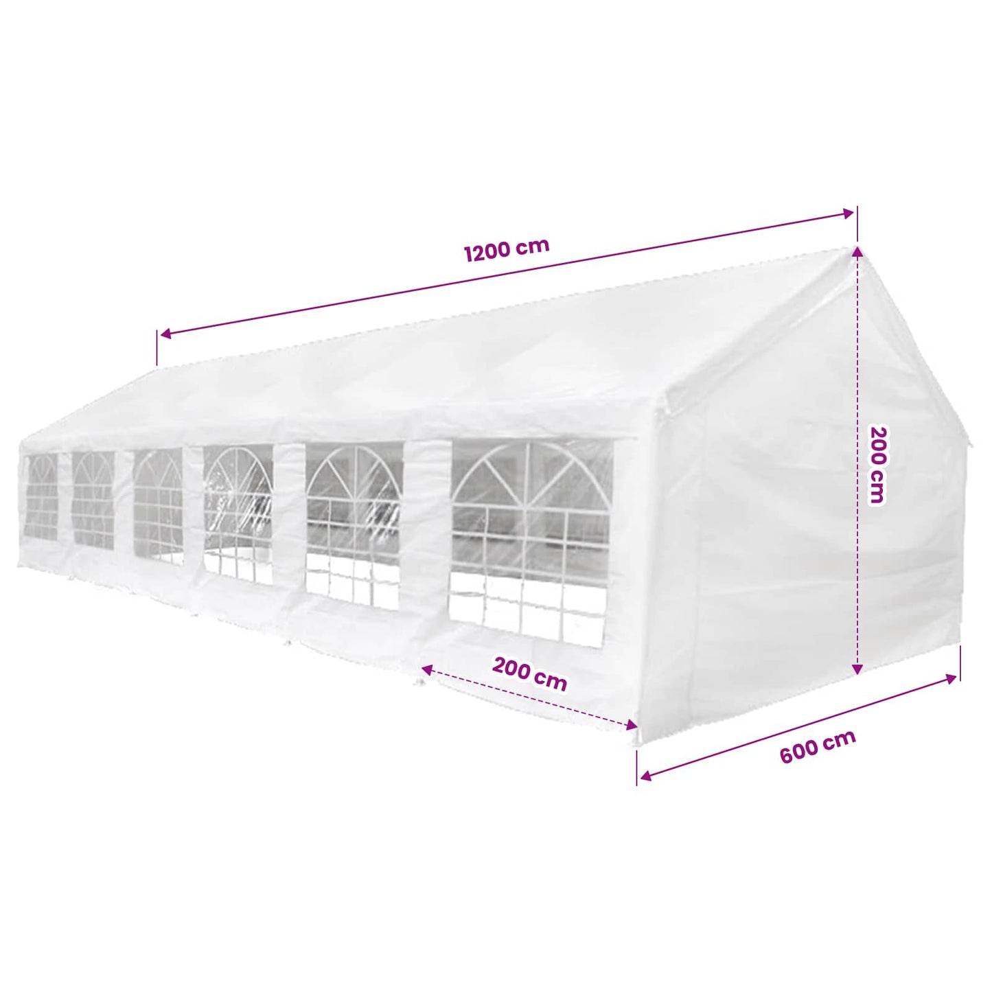 | Teltstof uden ramme | Hvid 12 x 6 m PE