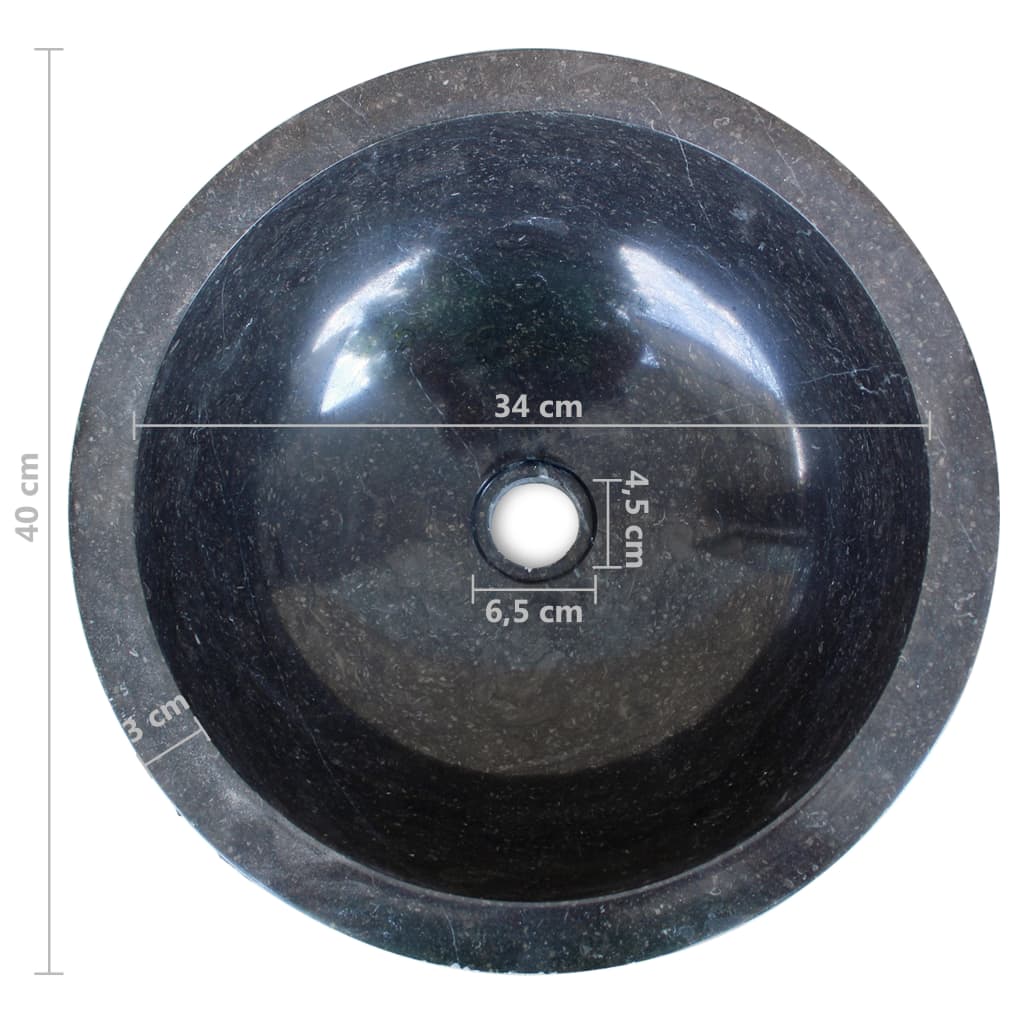 håndvask marmor 40 cm sort