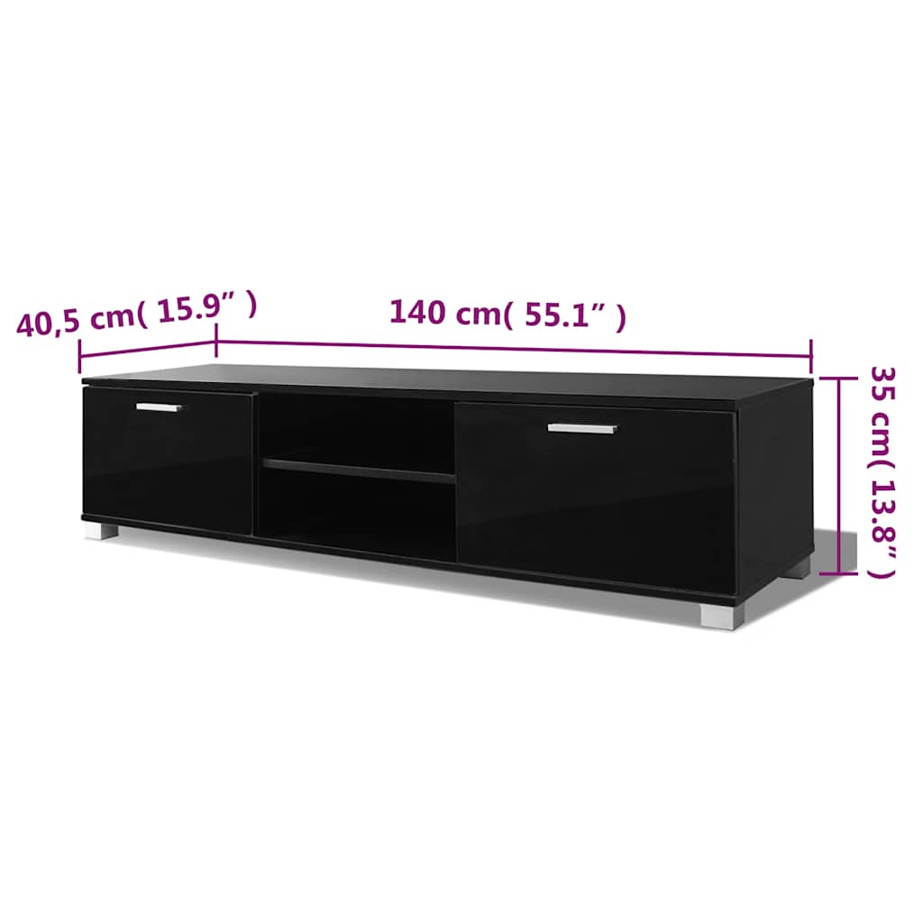 tv-bord 140x40,5x35 cm sort højglans