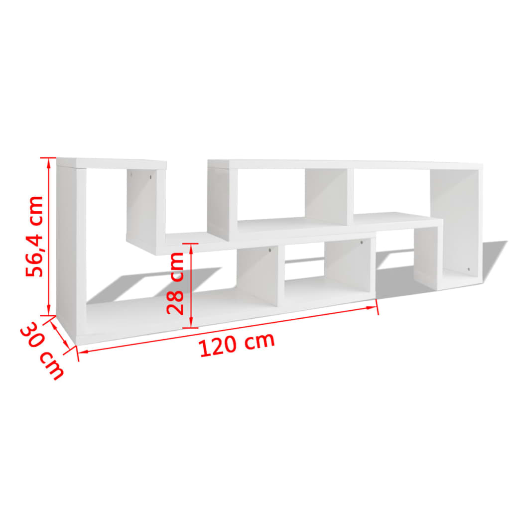 dobbelt tv-bord L-facon hvid