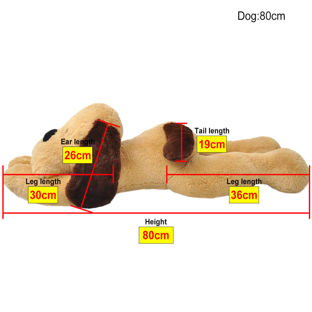 tøjdyr hund 80 cm plysstof brun