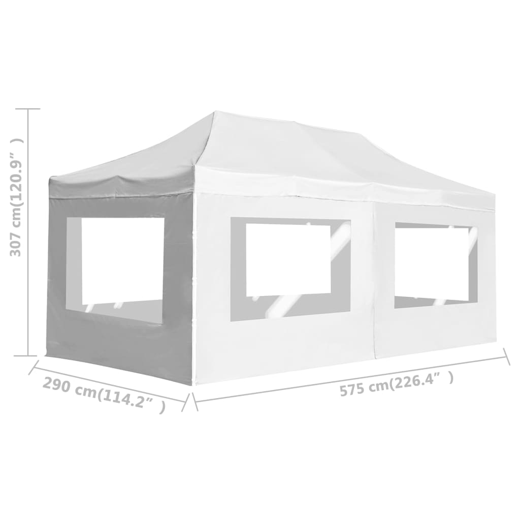foldbart festtelt med vægge aluminium 6 x 3 m hvid