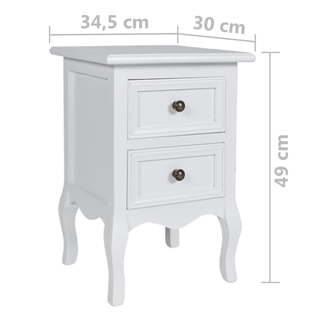 natborde 4 stk. med 2 skuffer MDF hvid