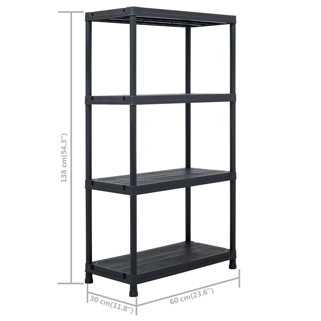 opbevaringsreoler 2 stk. 60 x 30 x 138 cm plastik sort