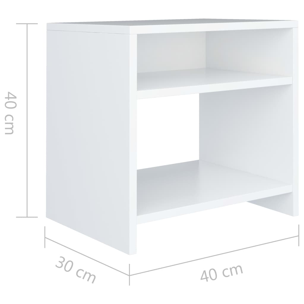 sengeborde 2 stk. 40x30x40 cm konstrueret træ hvid