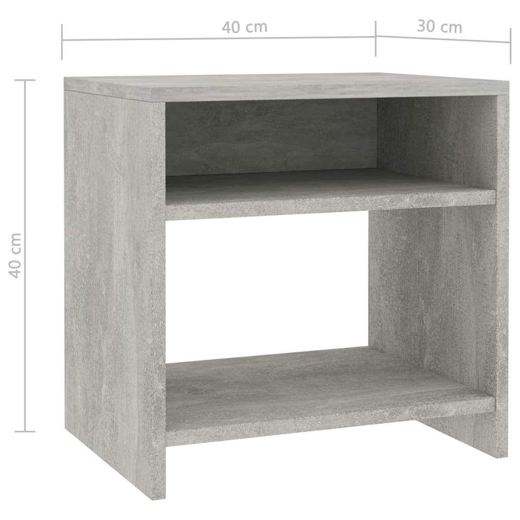 sengeborde 2 stk. 40x30x40 cm konstrueret træ Betongrå