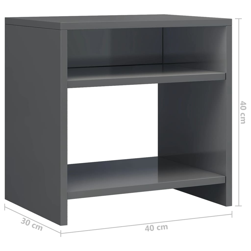 sengebord 40x30x40 cm konstrueret træ Grå højglans