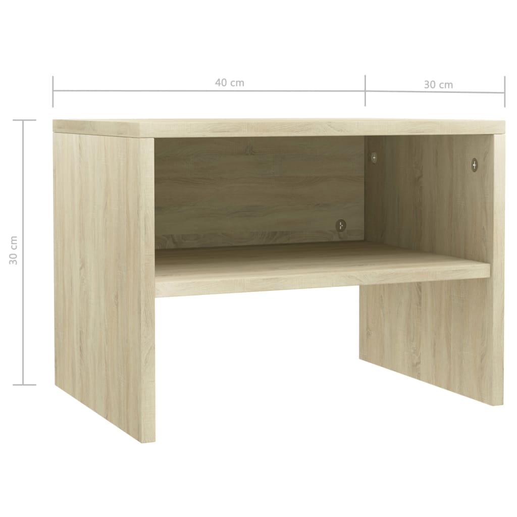 sengeborde 2 stk. 40x30x30 cm konstrueret træ Sonoma-eg