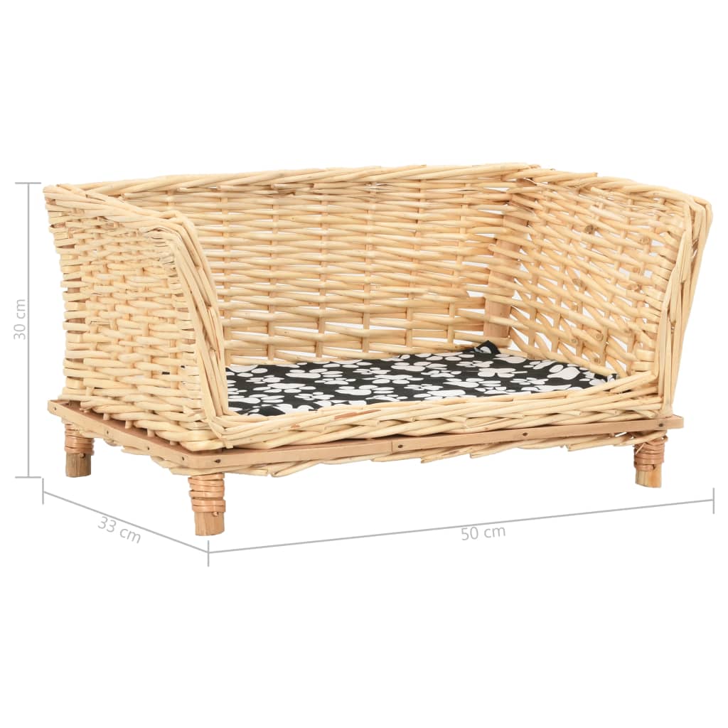 hundekurv med hynde 50x33x30 cm naturlig pil
