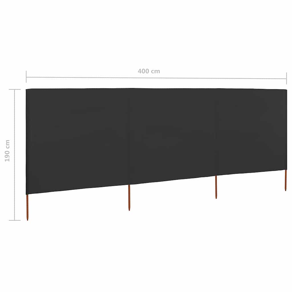 3-panels læsejl 400x160 cm stof antracitgrå