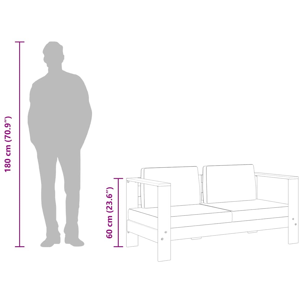 havesofa med hynde 140 cm massivt akacietræ cremefarvet